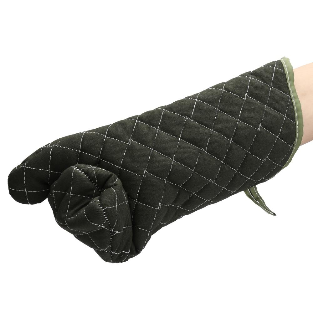 2PCS Canvas +Cotton Oven Mitt Extra Long Thickened Microwave Oven Glove Quilted Anti Scald Heat Insulation Glove
