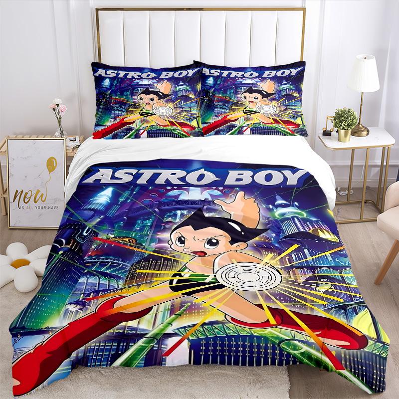 Astro Boy Print 3Pcs Bedding Set,Duvet Cover with 2 Bedro,Pillowcase Home Birthday Gift