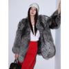 Ur Acket Autumn and Winter New Silver Fox Hair Medium and Long Fashion Temperament Thickened Coat Warm Casual Trench Coat