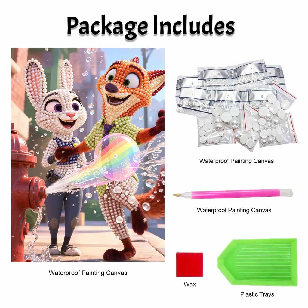 Disney Pearl Art DIY Judy Nick Creative Pearl Style Illustrations | Pearl Gemstone Art for Home Wall Decor Crafts