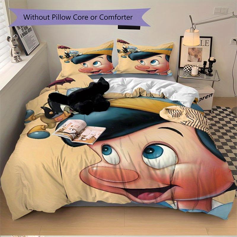 3-teiliges Pinocchio Jiminy Cricket Bettwäsche-Set (1 Bettbezug + 2 Kissenbezüge Ohne Kissenkern), Hochauflösender Druck für Zuhause und Wohnheim