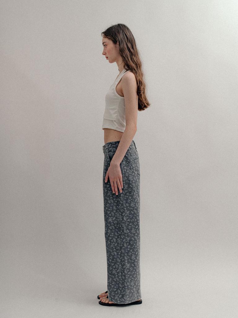 VISUS Flower Cotton Pants_Charcoal