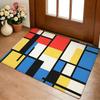 Tappetino Geometrico Astratto Stampa Mondrian Morbido Spesso Antiscivolo in Flanella Calda per Soggiorno Camera da Letto Cucina Tappeti Decorativi