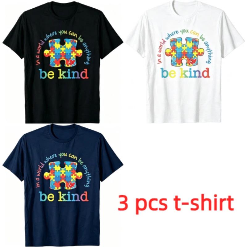 Fashion Be Kind Letters Print Kids T-Shirts Summer Fashion Street Outdoor Casual T-shirt Tops for Boy and Girl's Tees Top
