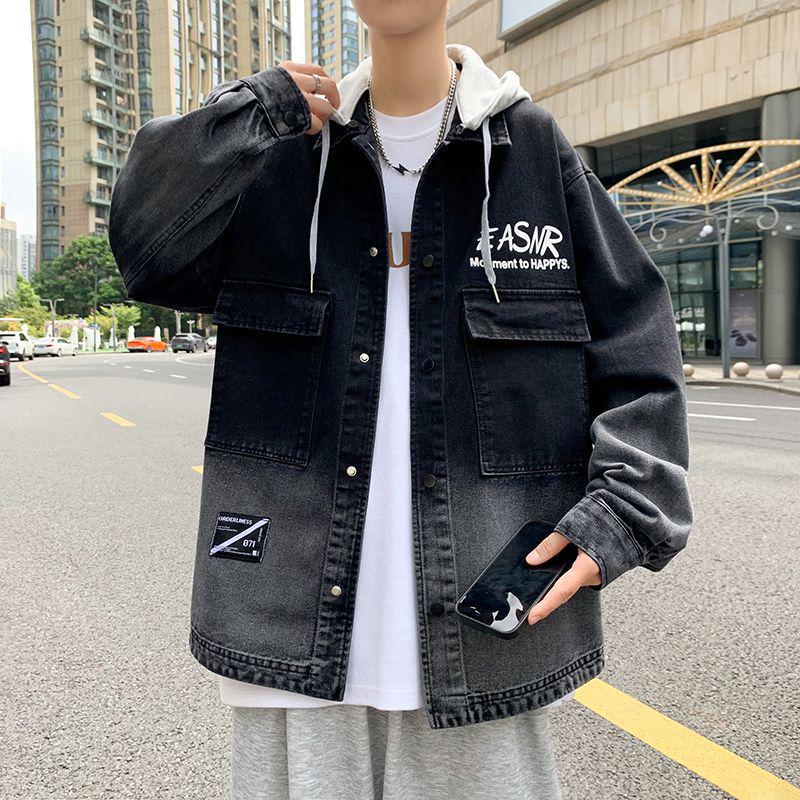 

Men s Trendy Versatile Hooded Denim Jacket, Fleece-Lined and Thickened for 2025 Spring/Winter. 4XL 170-195 jin