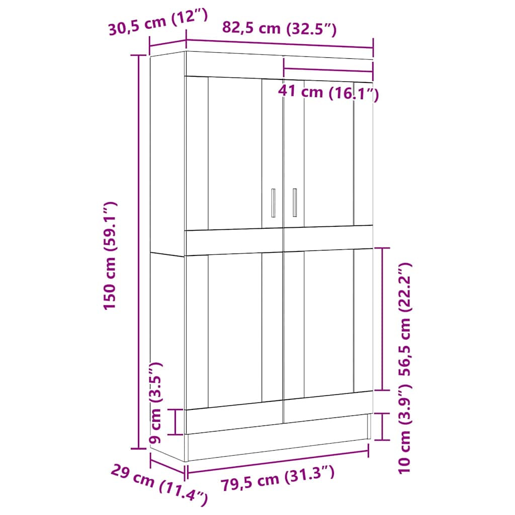 Bookshelf Black Oak Effect 82.5 x 30.5 x 150 cm