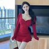 Elegant V-Neck Bodycon Mini Dress for Nightclub or Spa Work