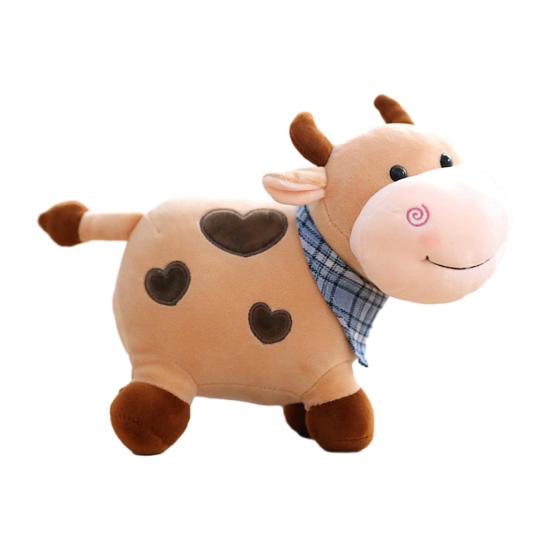 

Yousheng Lying Down Cow Plush with Scarf Colorful Spots Soft Stuffed Animal Wedding Celebration Gift And Home Decor коричневый