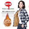 Women's 2025 Winter Slim Fit Cotton Plaid Shirt - Long Sleeve, Fleece Lined, Thick, Versatile, Plus Size