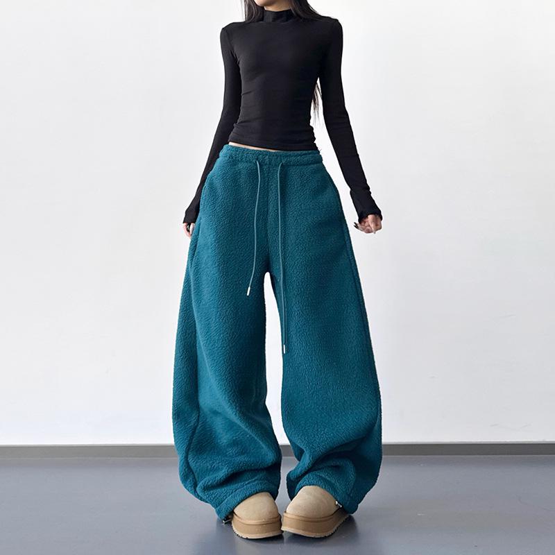 

Women s Wide-Leg Street Casual Drape Pants Extra Large peacock синього кольору