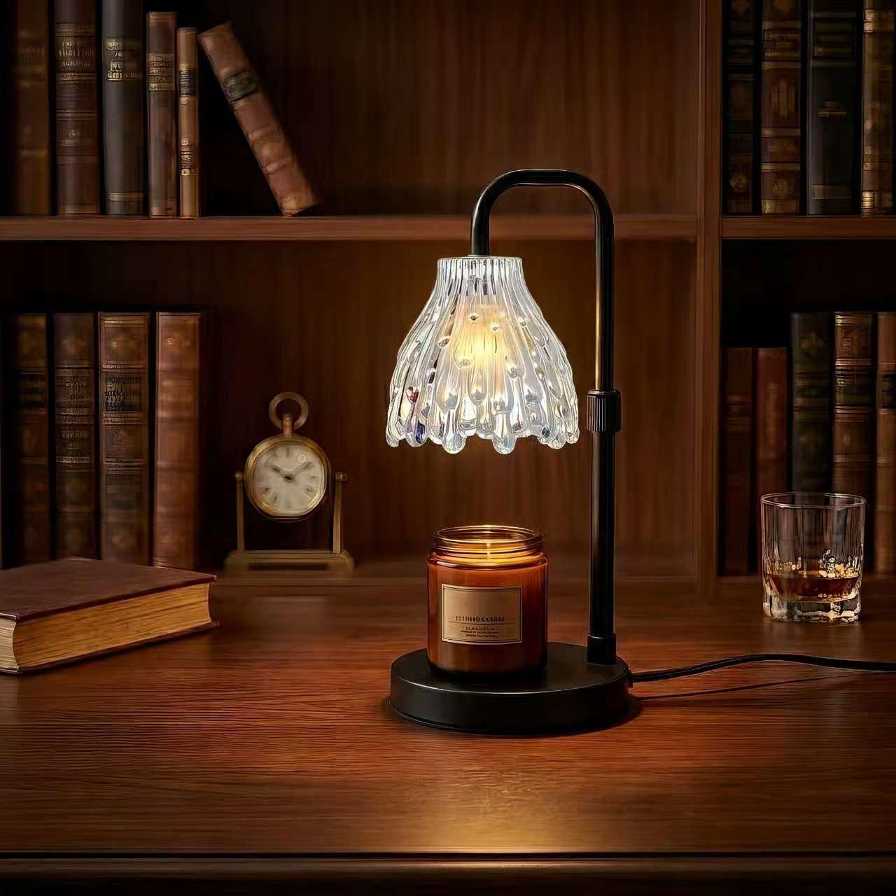 Melting Wax Fireless Aroma Diffuser Table Lamp with Night Light American Style DIY Dimmable for Bedroom Bedside Use (as the picture,50&JP)