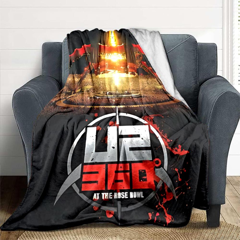 1pc U2 Blanket Lightweight Flannel Blanket Throw Blanket For Sofa, Bed, Travel, Camping, Livingroom, Office, Couch