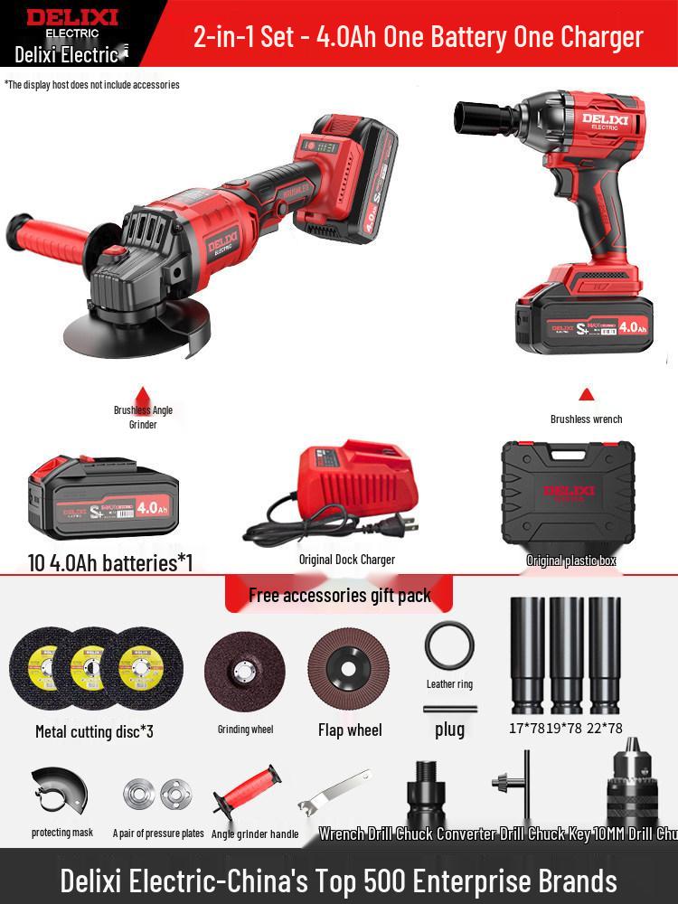 Delixi Rechargeable Brushless Angle Grinder Kit
