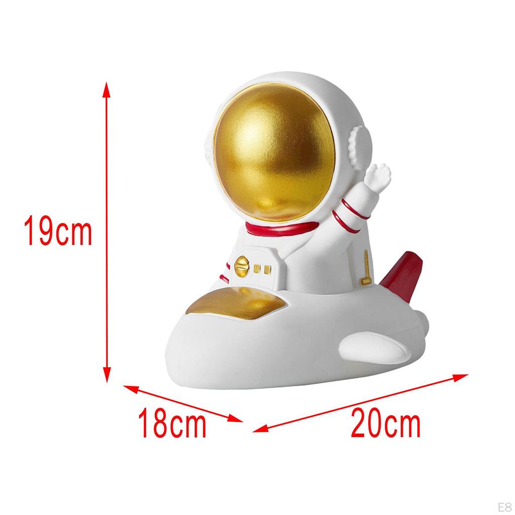 Creative Astronaut Piggy Ornament Coin Box Statue Sculpture Saving Pot for Home Decor