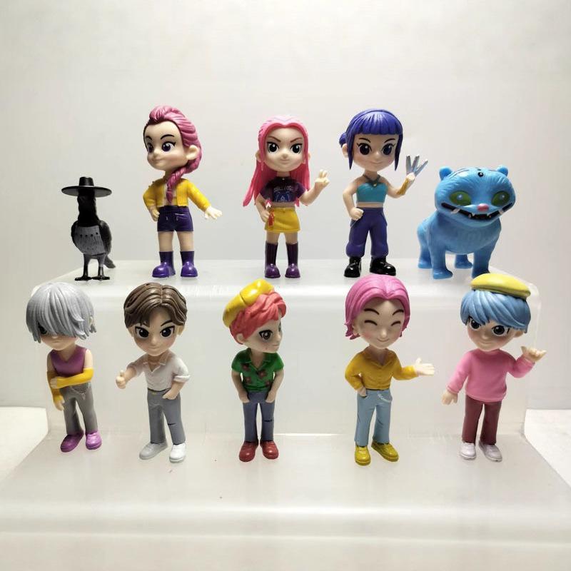 Neues 10-teiliges Kpop Demon Slayer Actionfiguren-Set Niedliche Anime-Charaktere mit Tieren PVC Sammelfiguren Geeignet für Kinder und Fan-Geschenke