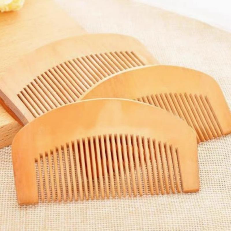 Wooden Comb with Engraved Characters and Patterns Household Wooden Portable Small Comb Peach Wood Comb Hair Care Comb