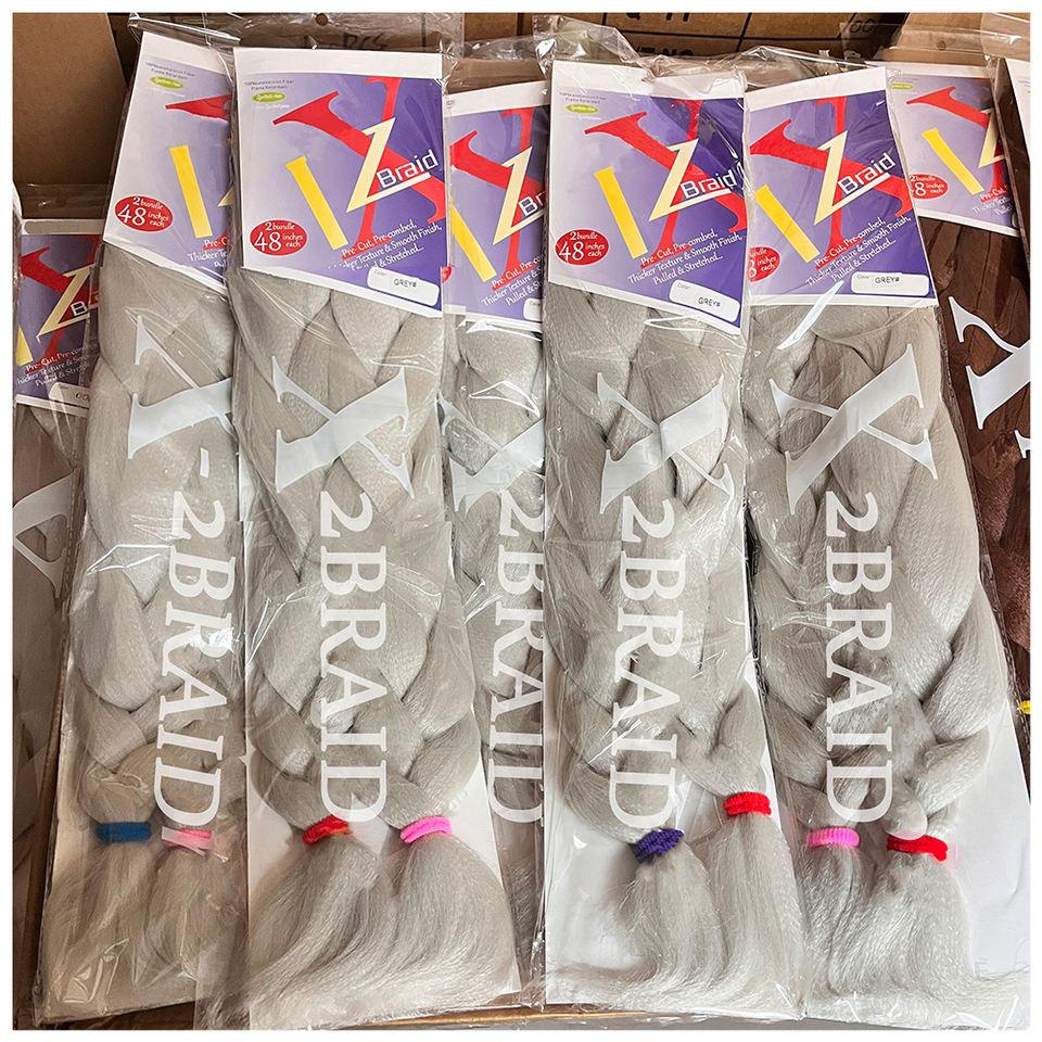 48inch 170grams 24inch 2X Pre-Stretched Jumbo Single Weft Braiding Hair Extensions Yaki Texture Dyed Heat Resistant Hot Water
