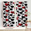 2PCS Red   White   Black Heart-shaped Wood Grain Curtains   Classic Style   Bedroom and Living Room   Pull Rod Pocket Style