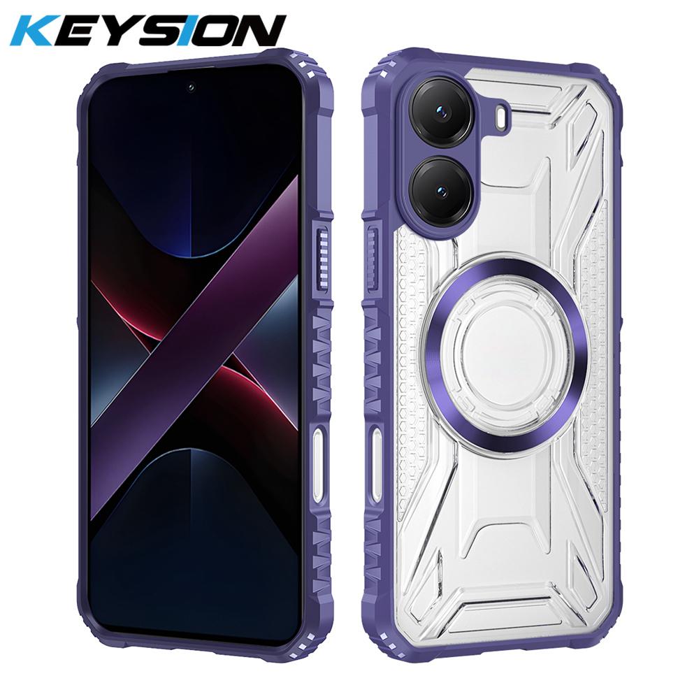 KEYSION Transparent Magnetic Case for Xiaomi POCO X7 Pro 5G Soft Silicone+PC Heavy Duty Shockproof Phone Cover for Redmi Turbo 4