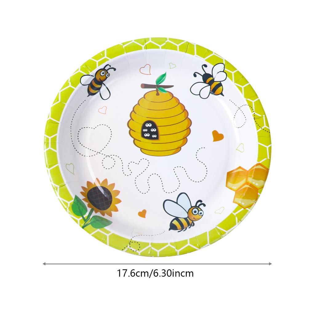 Bee Party Decorations Bee Pattern Disposable Paper Plate Cup Napkin Tablecloth for Gender Reveal Baby Shower Birthday Supplies