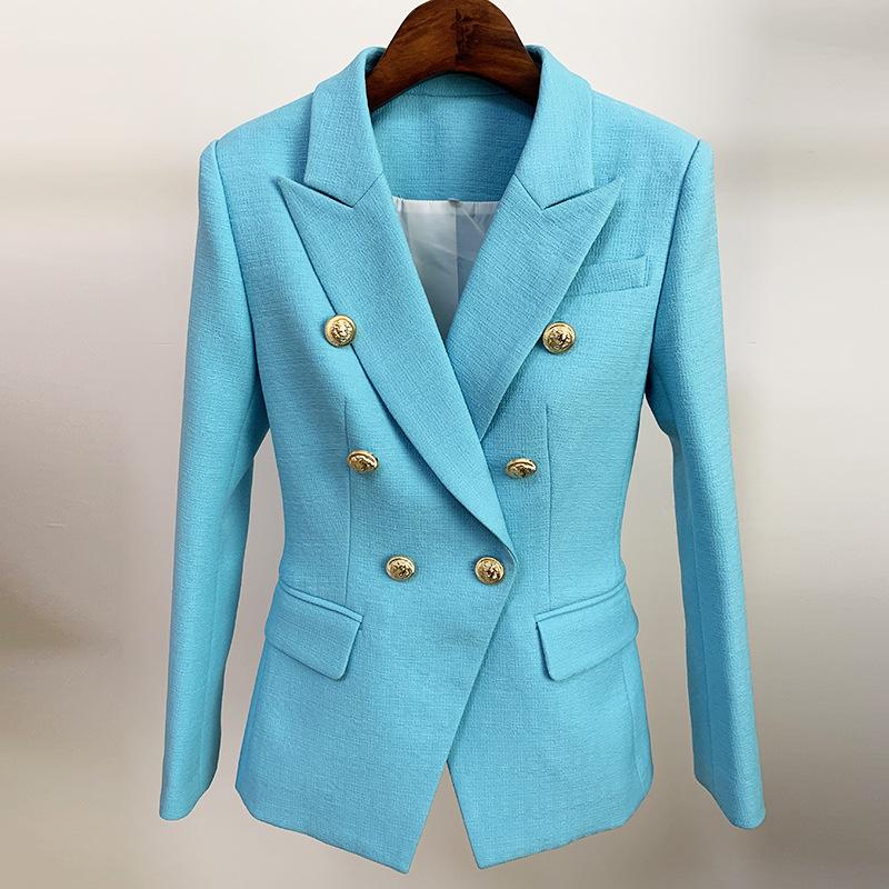 

Модна куртка жіноча Класичні двобортні металеві левові ґудзики Blazer XXXL небо синє кольору