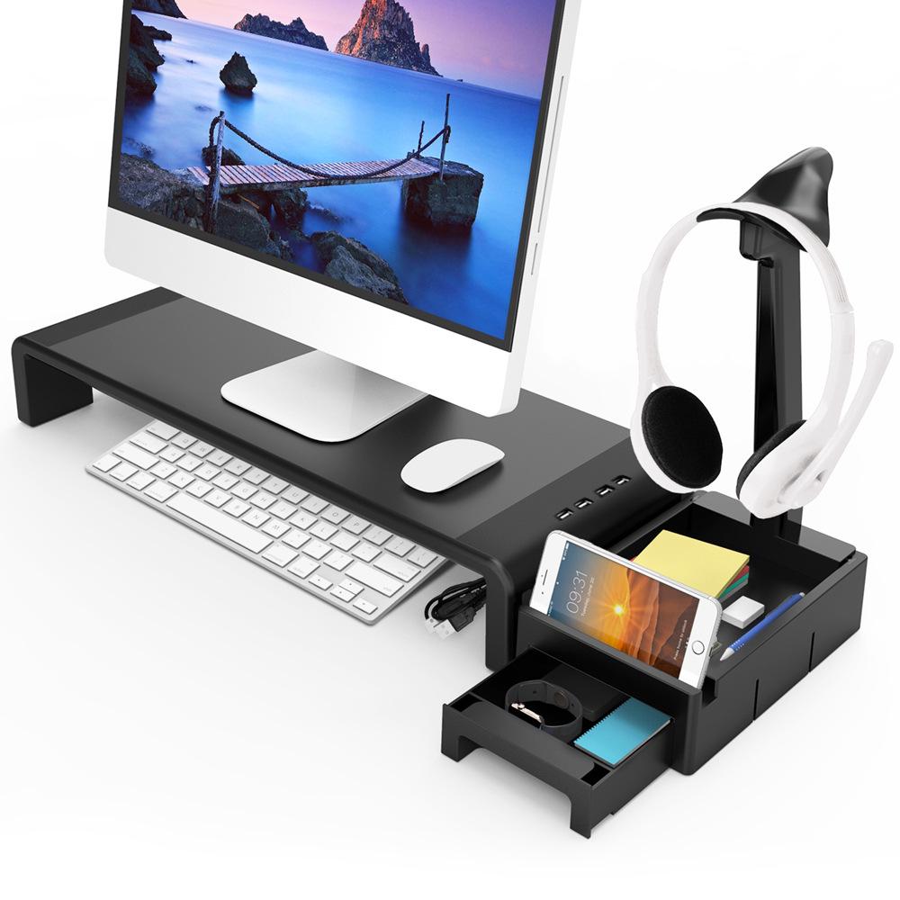Multifunctional Monitor Riser with USB Ports and LED Lighting