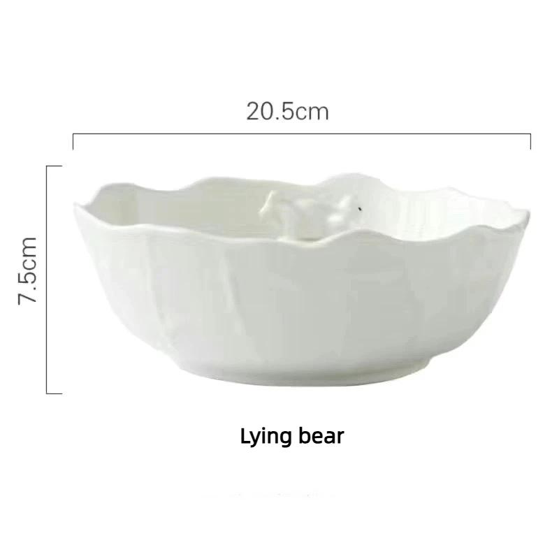 

Большая керамическая миска с дизайном белого медведя – Завтрак, Лапша, Салат Lying bear