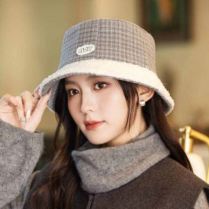 Japanese Versatile Plush Fisherman Hat In Autumn and Winter Thickened Windproof and Warm Bucket Hat Retro Casual and Small Face