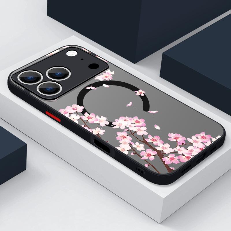 For iPhone 17 Pro Max Case Magnetic For Magsafe Simple Style Floral Cover For iPhone 16 Pro Max 15 14 13 12 11 16E Air Funda