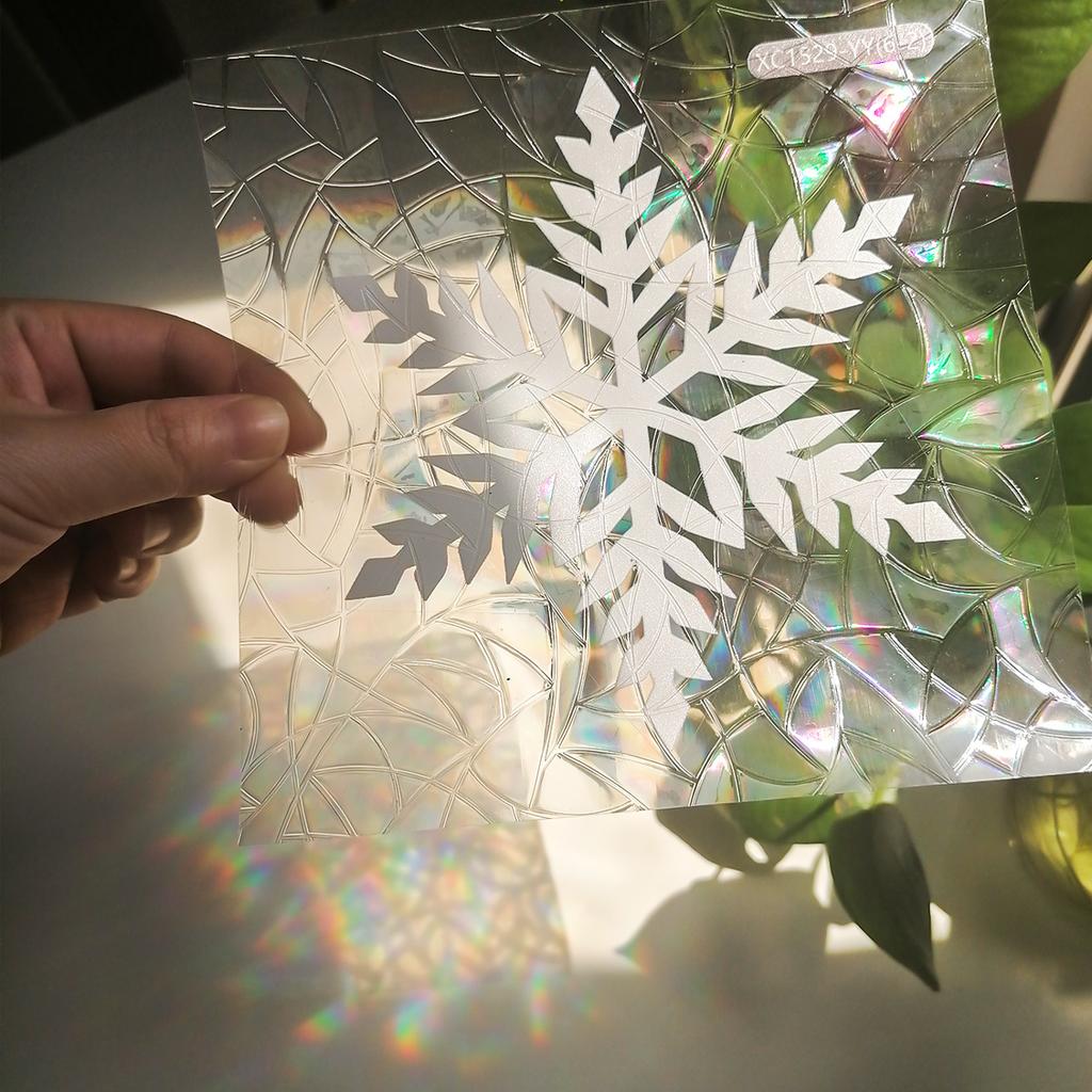Xc1529 Simple Wind Colorful Snowflake Pattern Electrostatic Glass Window Sticker Double-Sided Visual Decoration Electrostatic Sticker