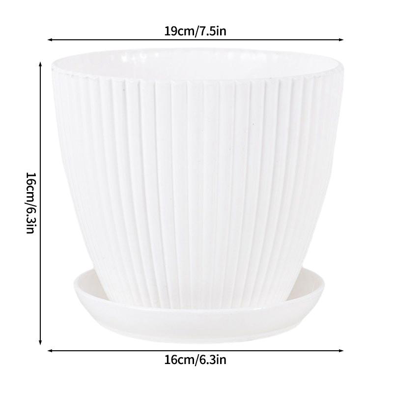 Plastic Flowerpot Indoor Outdoor Planter Flower Pots for Plants with Tray Home Decoration Potted Plant Holder Gardening Supplies