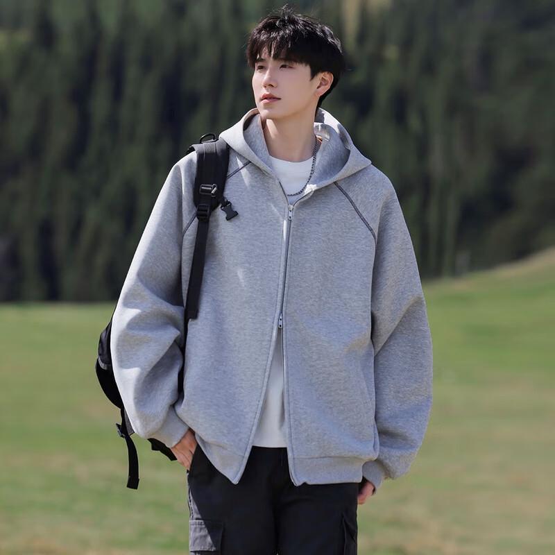 Men's American Style Spliced Hooded Cardigan Jacket