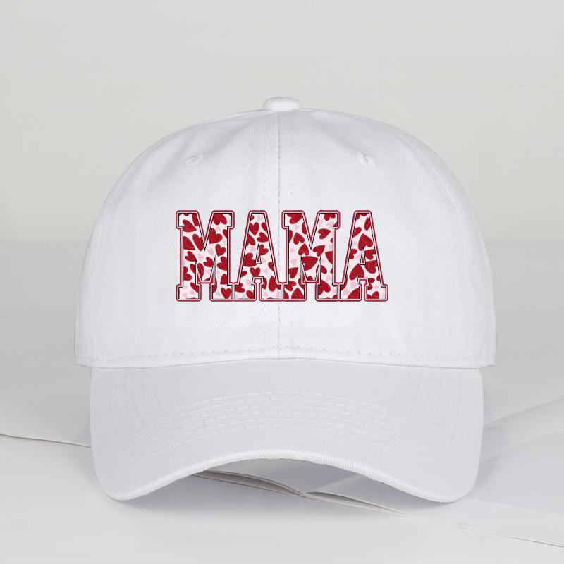 MAMA Heart Print Baseball Cap WoUnisex Vintage Washed Cotton Adjustable Dad Hat Mothers Day Casual Sun Hat