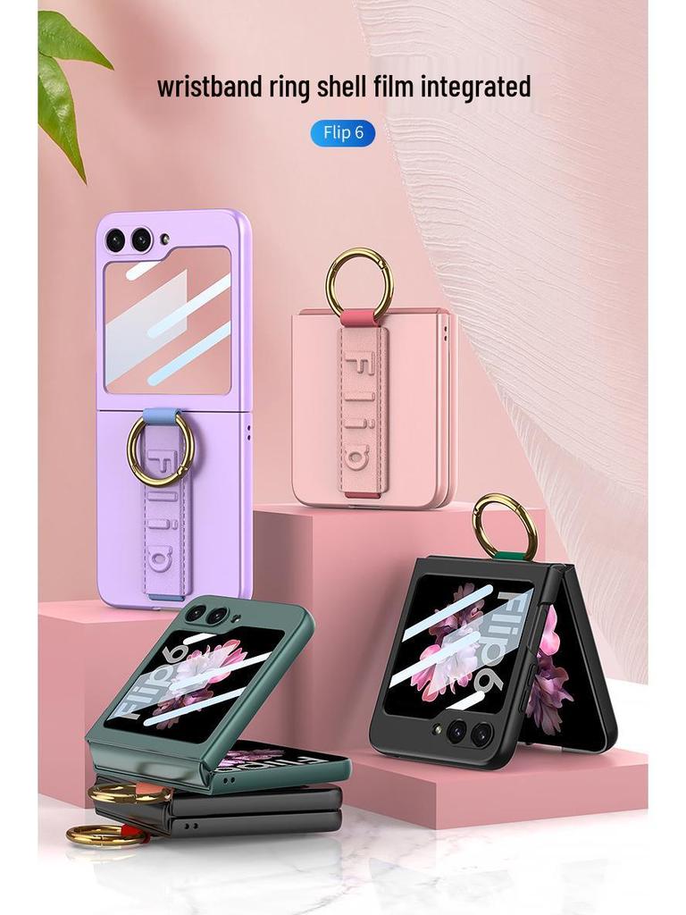 Samsung Flip6 Case: Ultra-Thin, Drop-Proof with Finger Ring & Wrist Strap