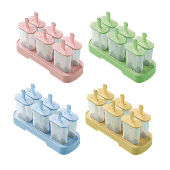 6Pcs Ice Cream Mold Plastic Popsicle Maker for Homemade Fruit Ice Cream Yogurt Popsicles Chocolate Pudding Molds for Children