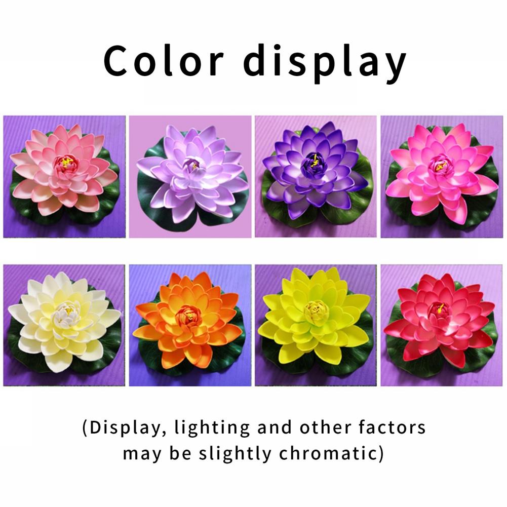 18cm Colorful Artificial Lotus Fake Floating Water Lily Flower Lotus Lifelike Micro Landscape Pond Plants Garden Pool Decor