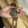 Handmade Brass Sundial Compass Wrist Watch Steampunk Leather Bracelet Nautical Collectible