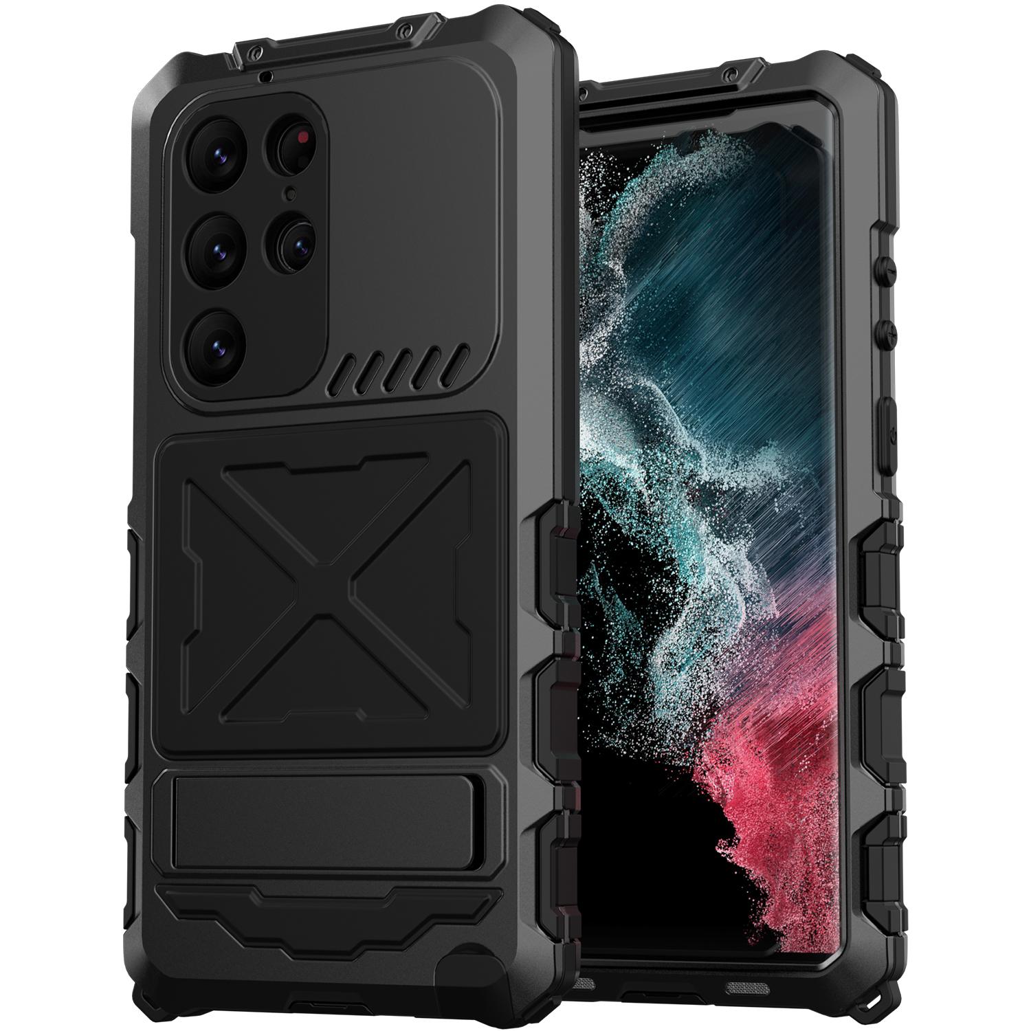 For Samsung Galaxy S23 Ultra Case Heavy Duty Protection Armor Metal Aluminum Phone Case for Samsung Galaxy S23 Shockproof Cover for Galaxy S23 Ultra чёрный