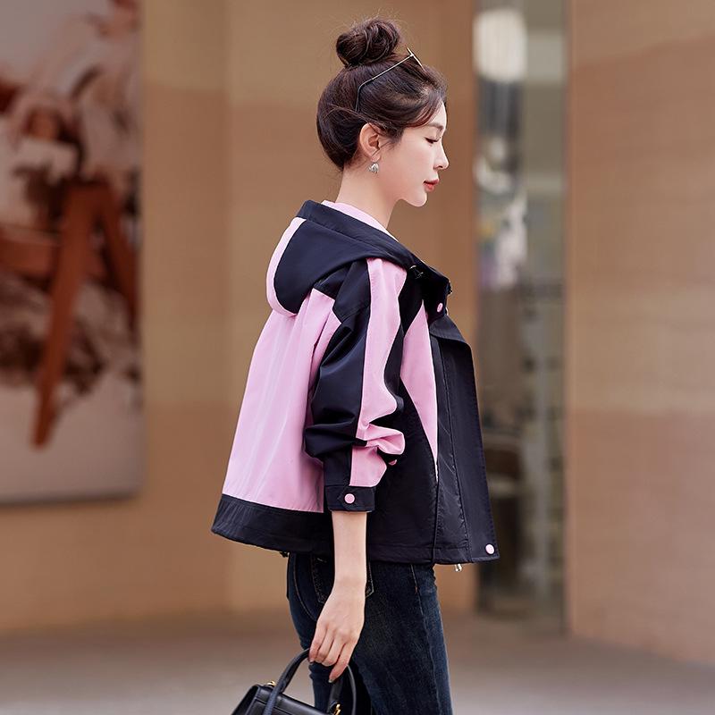 Spring/Autumn 2024 Women's Loose Fit Color Block Patchwork Windbreaker Jacket, Small Size, Style YL623