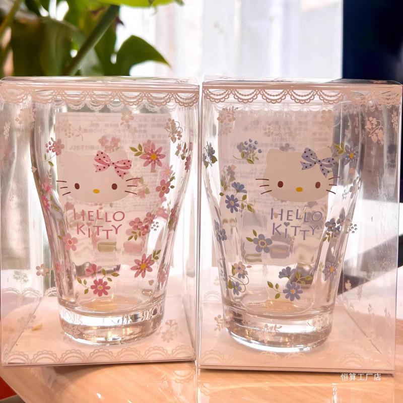 Cute cat glass cup cartoon high-value cold drink juice milk coffee drinking cup