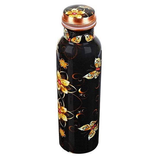 Bouteille design sans soudure, hermétique, en cuivre pur avec impression, 1 litre