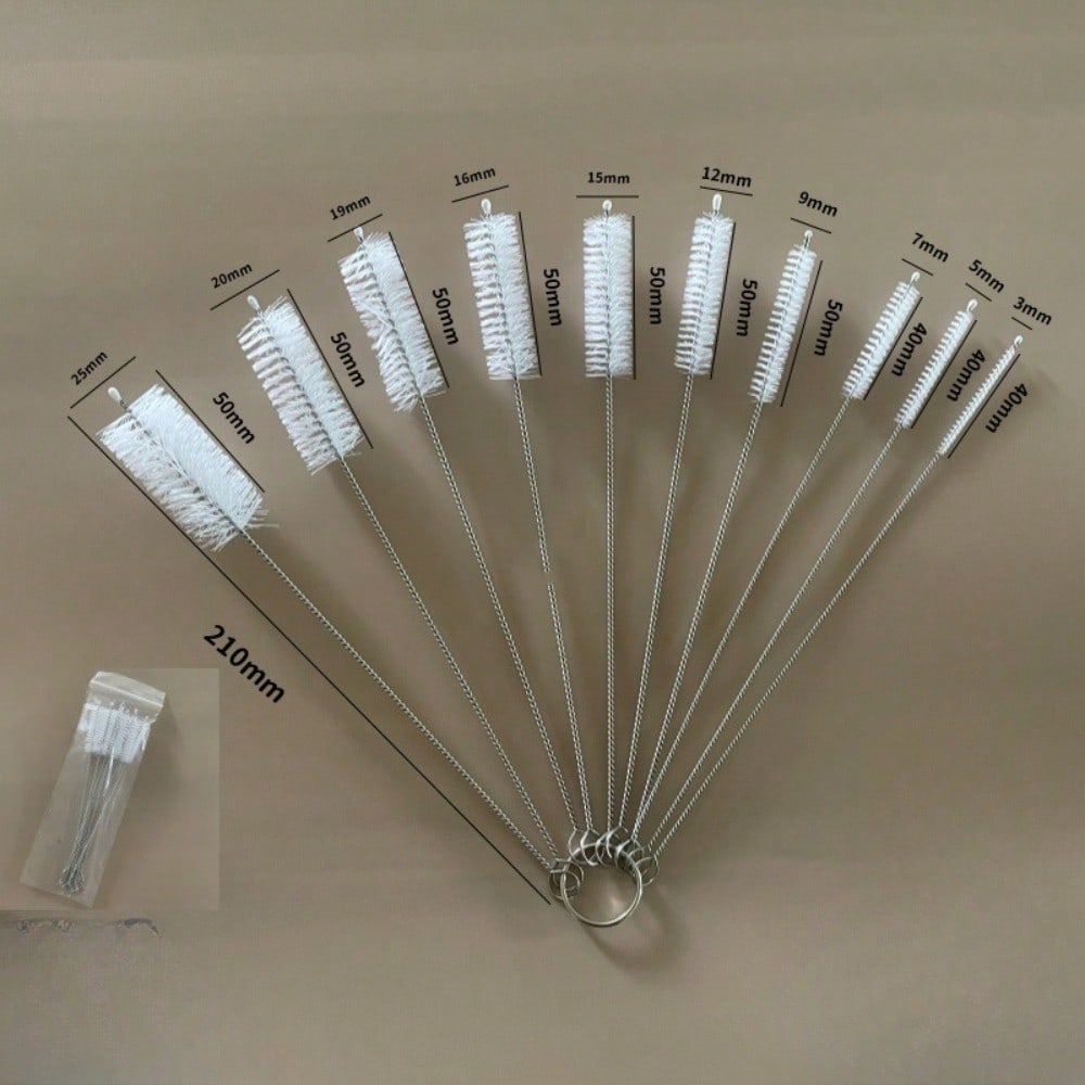 10pcs Multi-Functional Cleaning Brush Set - Long Straw Brush, Small Bottle Brush, Straw Cleaning Brush, Pipe Brush White