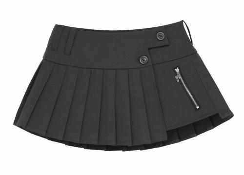 511Bijeon Axis Pocket Pleats Wrap Mini Skirt , Charcoal