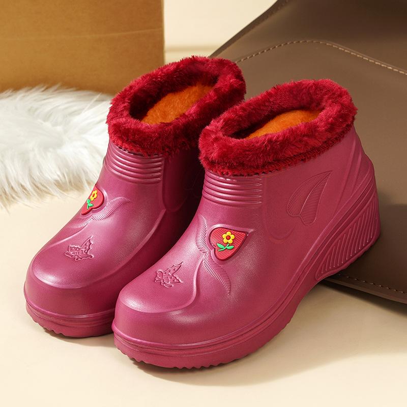 Winter Men'S Eva Waterproof Cotton Shoes Lightweight Warm Non-Slip Snow Boots Kitchen Outdoor Car Wash Cold Storage Work Shoes