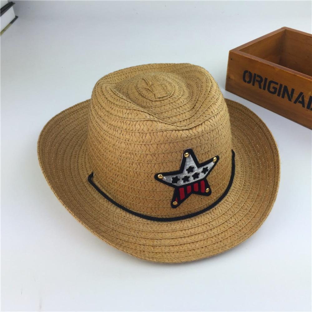 Summer Jazz Hat Bucket Hat Children Hats Cowboy Hat Straw Sun Cap Pentagram Hat