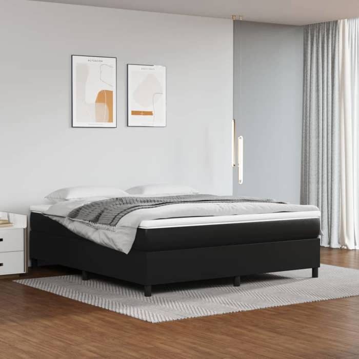 Maison Exclusive - Sommier à lattes de lit avec matelas Noir 180x200 cm Similicuir