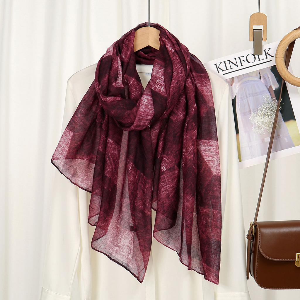 Fashion Printed Hijab for Women Color Blending Voile Scarf Muslim Soft Premium Shawl Breathable Headscarf Turban 180*90CM