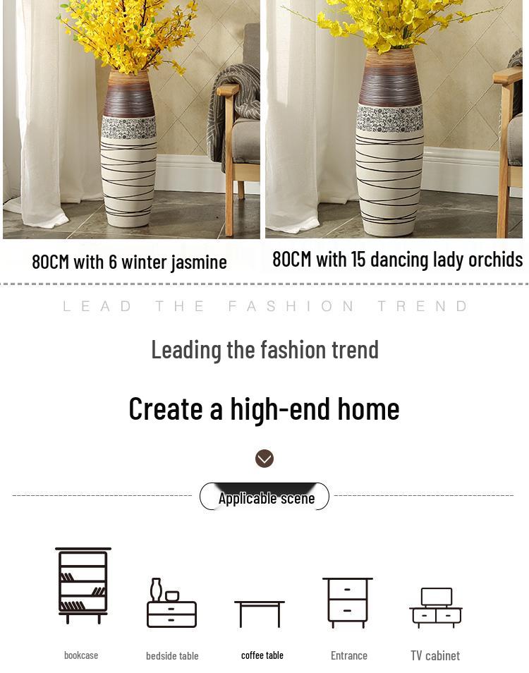 Large Modern Jingdezhen Ceramic Floor Vase for Flower Arrangements and Dried Flowers