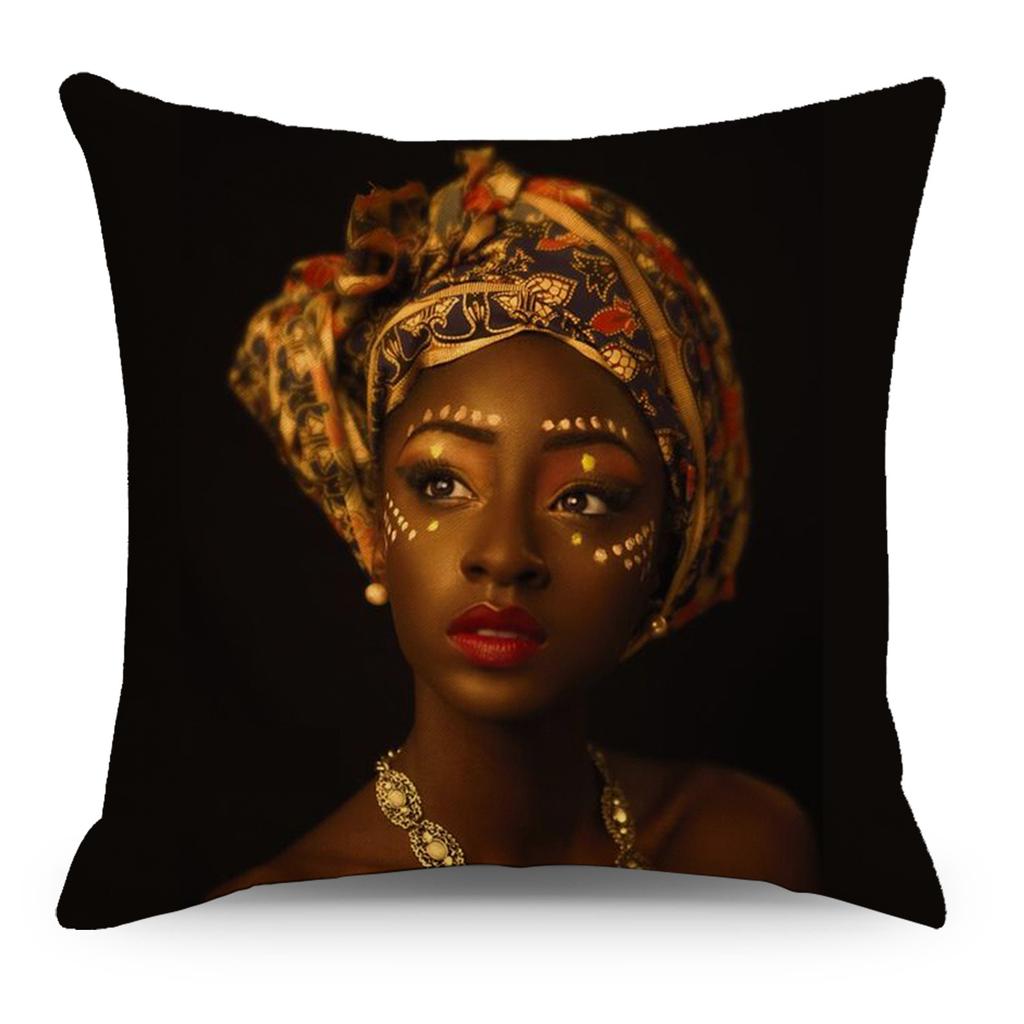 Față de pernă Imprimată din In Negru African pentru Casă, Sufragerie, Canapea, Noptieră, Mașină