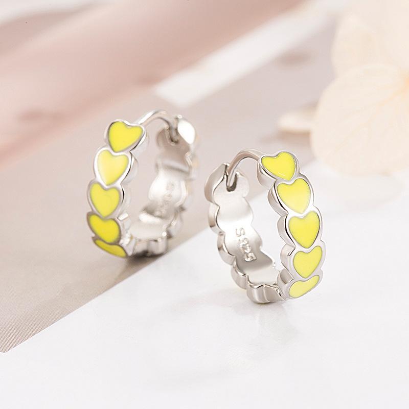 Color Love Ear Buckle Niche Design Sense Simple and Sweet Personality Circle Earrings